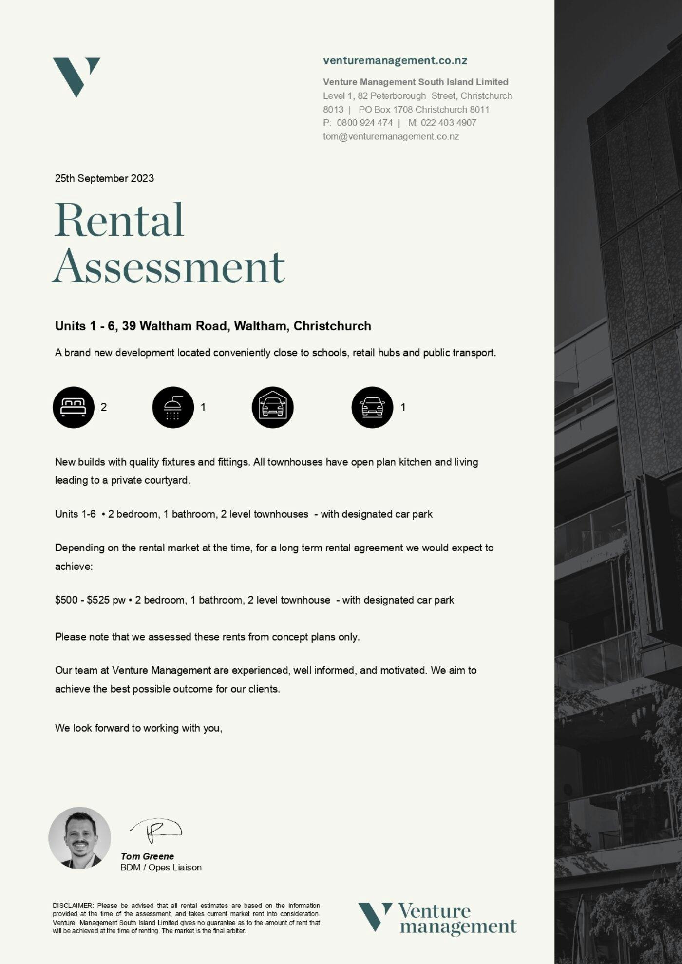 39 Waltham Rd Rental Appraisal Venture Management page 0001
