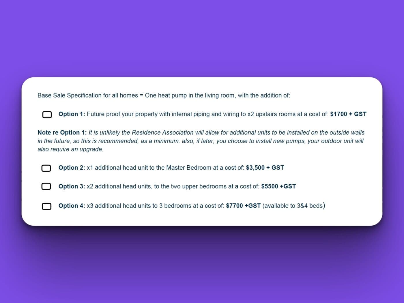 CETA add heatpump price list