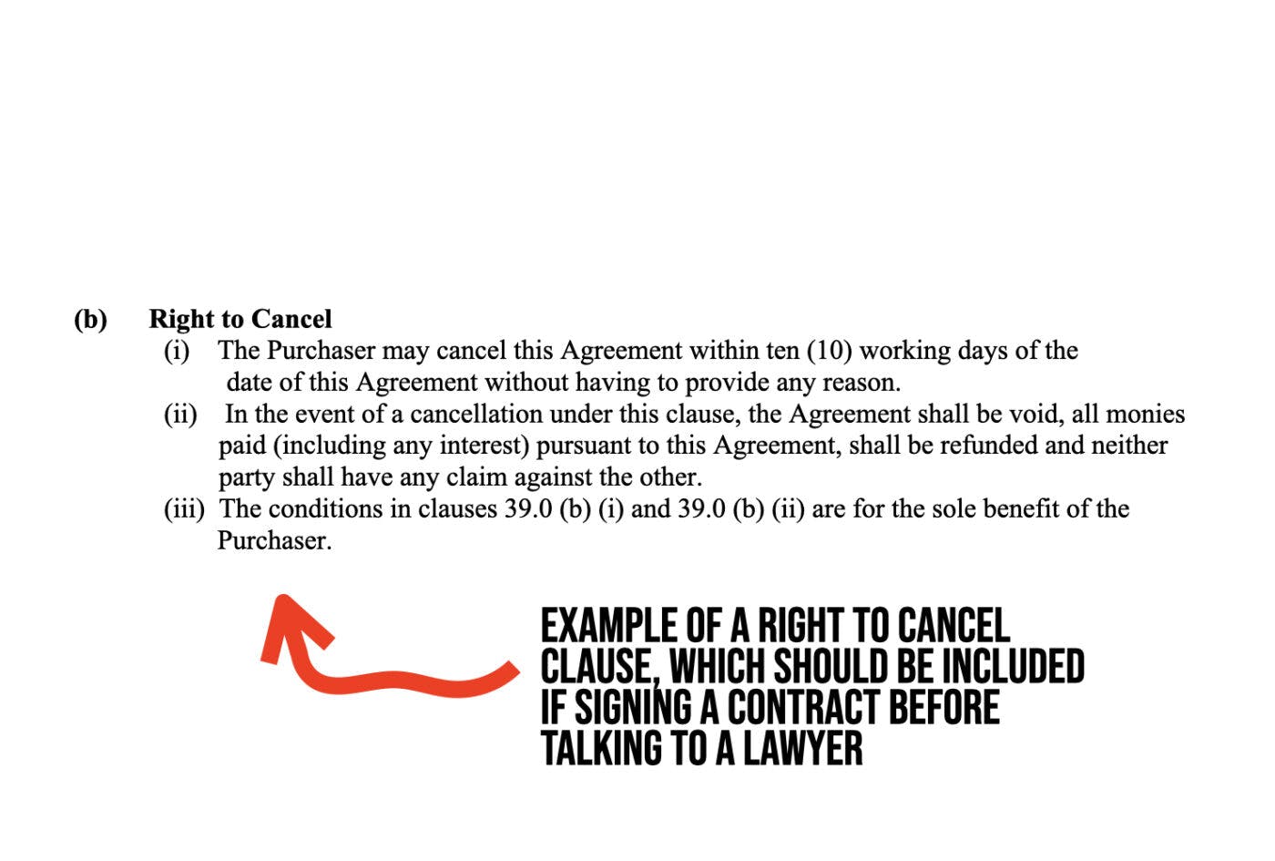 Right To Cancel Clause Example – Investment Property