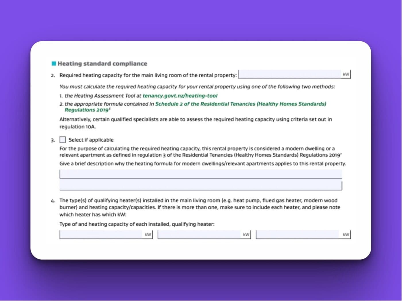 Heating standards compliance