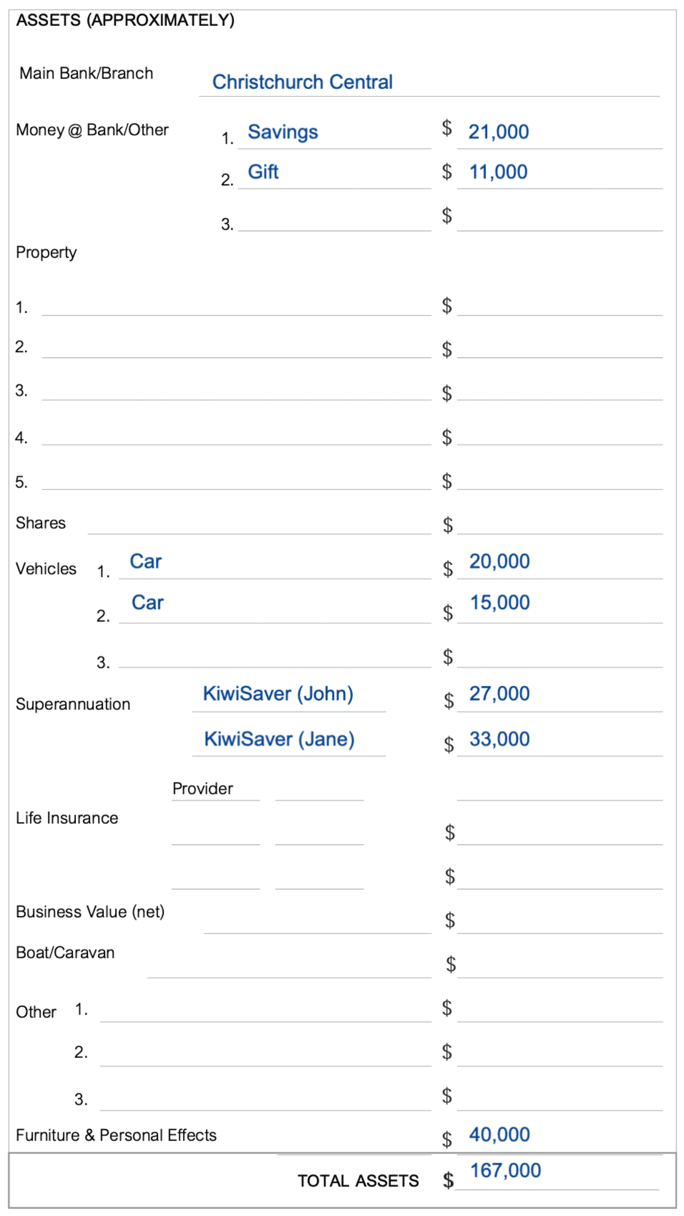 Mortgage Application Example Page 5 Assets
