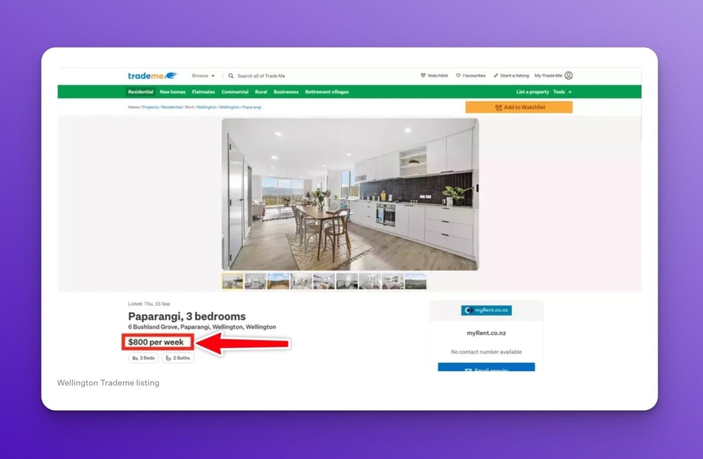 Wellington trademe listing