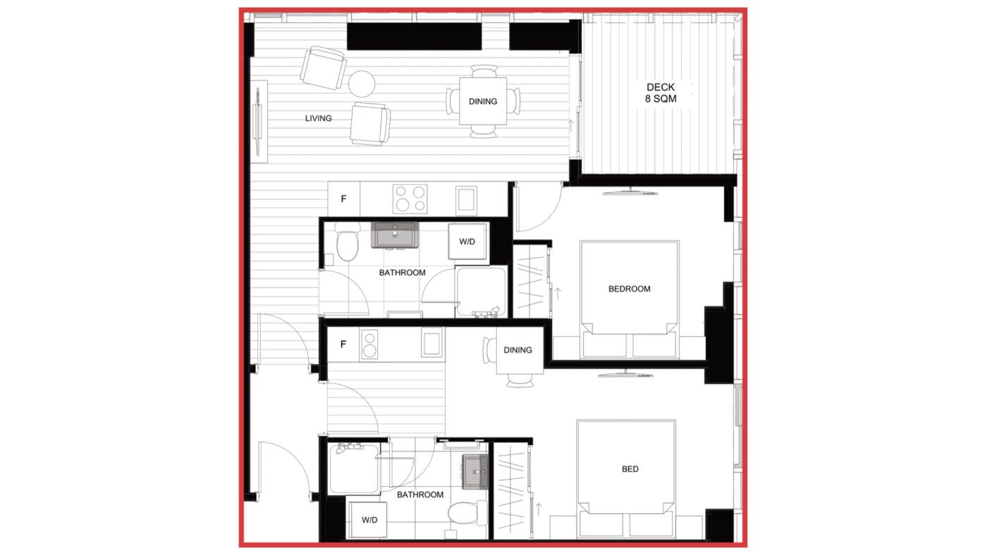 Floor plan of Dual Key Apartments in Auckland