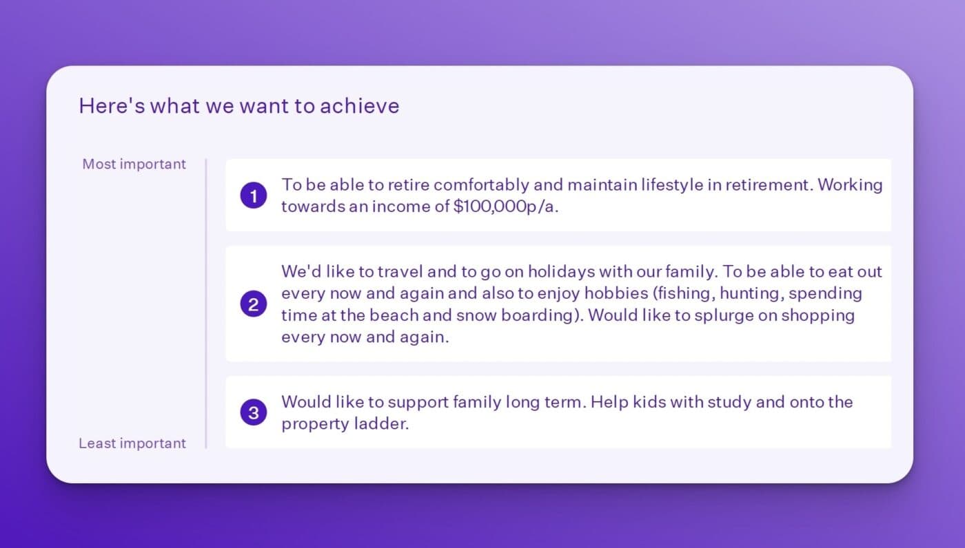 What you want out of life